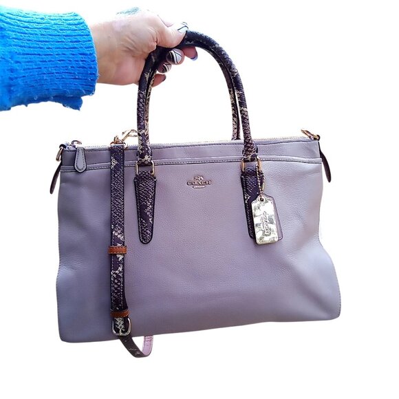 Coach Handbags - Coach Morgan Satchel in Grey Color blocked Pebble leather🍑phython handles COA